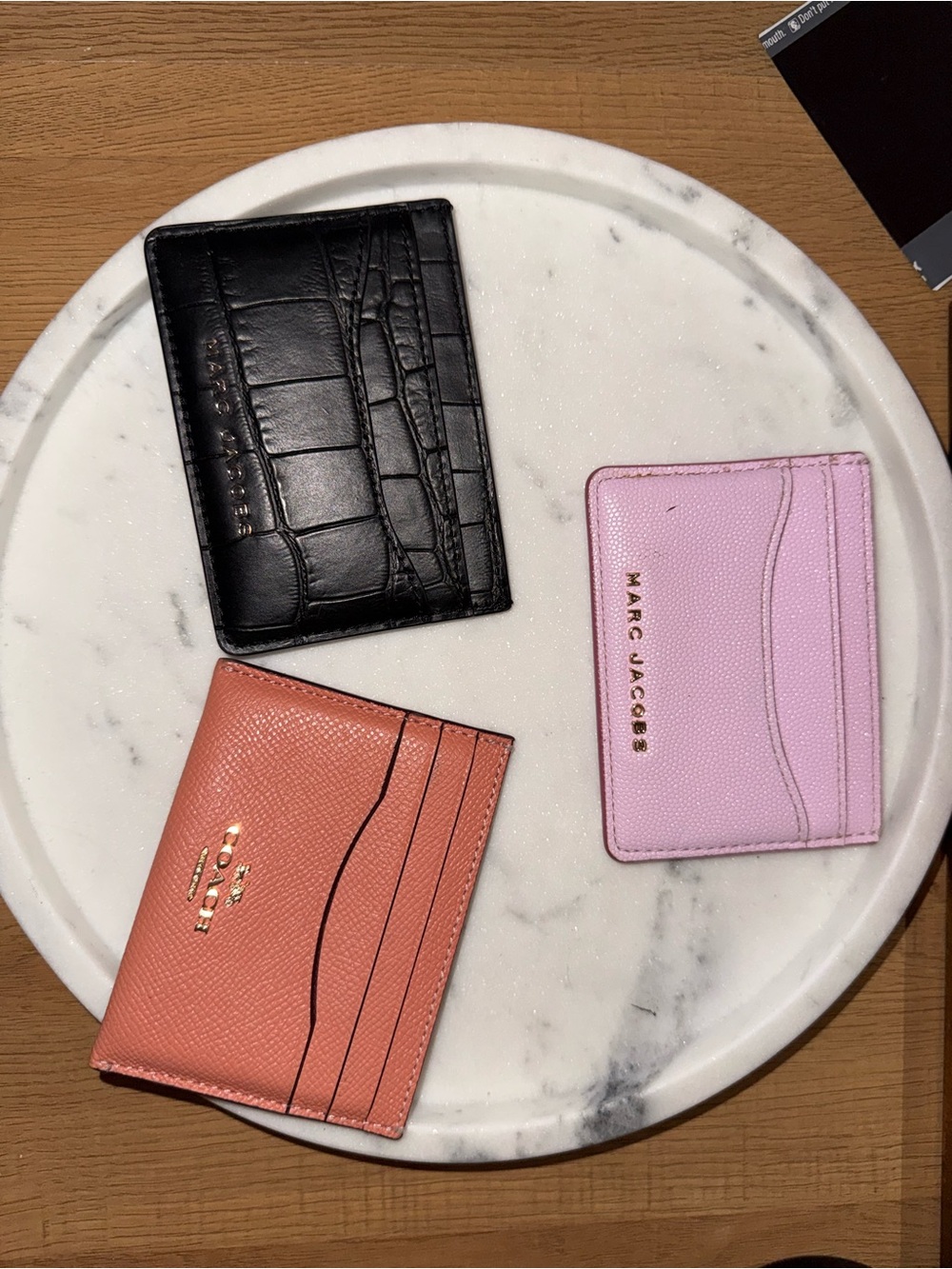 Coach Coral Leather Card Holder, 2 Marc Jacob’s Card Holder Pink and Black